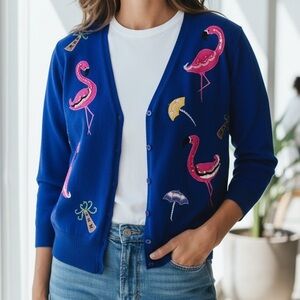 Vintage Royal Blue Cardigan Jack B Quick Flamingos